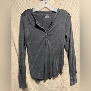 Black Ribbed Long Sleeve Shirt